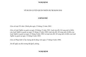 Nghị định 150/2007/NĐ-CP  huấn luyện quân nhân dự bị hạng hai