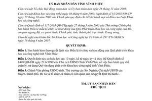 Quyết định 58/2007/QĐ-UBND Điều lệ tổ chức hoạt động Quỹ phát triển khoa học công nghệ Vĩnh Phúc