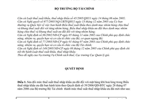 Quyết định 81/2007/QĐ-BTC điều chỉnh mức thuế suất thuế nhập khẩu ưu đãi mặt hàng khí hoá lỏng biểu thuế nhập khẩu ưu đãi
