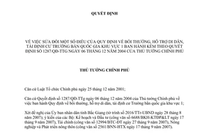 Quyết định 1366/QĐ-TTg sửa đổi 1287/QĐ-TTg Quy định bồi thường, hỗ trợ di dân, tái định cư Trường bắn quốc gia khu vực 1