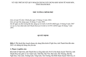 Quyết định 1364/QĐ-TTg phê duyệt Quy hoạch chung xây dựng Khu kinh tế Nghi Sơn tỉnh Thanh Hoá