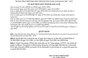 Quyết định 44/2007/QĐ-UBND quy chế khuyến khích phát triển kinh tế vườn kinh tế trang trại tỉnh quảng nam giai đoạn 2007-2010