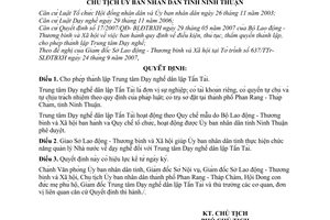 Quyết định 4235/QĐ-UBND thành lập trung tâm dạy nghề dân lập Tấn Tài