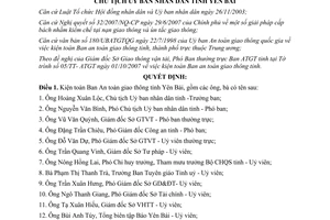 Quyết định 1641/QĐ-UBND năm 2007 kiện toàn Ban An toàn giao thông tỉnh Yên Bái