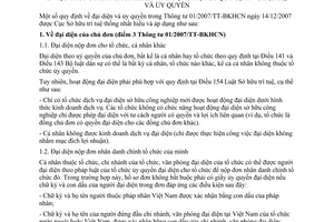 Thông báo 1637/TB-SHTT thống nhất cách hiểu đại diện và ủy quyền 2007