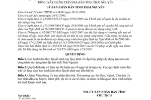 Quyết định 2210/2007/QĐ-UBND Quy định cấp Giấy phép xây dựng tạm công trình xây dựng tỉnh Thái Nguyên