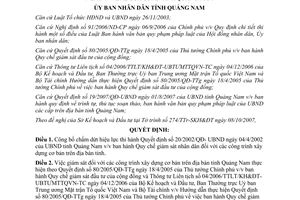 Quyết định 45/2007/QĐ-UBND hết hiệu lực Quyết định 20/2002/QĐ-UB Quảng Nam