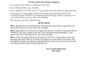 Quyết định 2851/QĐ-UBND 2007 nhiệm vụ quyền hạn cơ cấu tổ chức bộ máy Chi cục Thú y Lâm Đồng