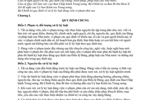 Quy định 94/QĐ-TW về việc xử lý kỷ luật đảng viên vi phạm