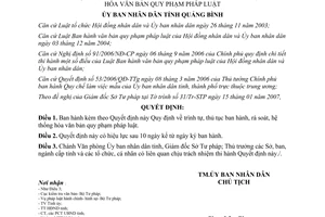 Quyết định 22/2007/QĐ-UBND thủ tục ban hành rà soát hệ thống hóa văn bản Quảng Bình