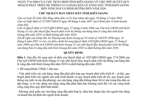 Quyết định 1969/QĐ-UBND năm 2007 điều chỉnh Quyết định 1025/QÐ-UBND
