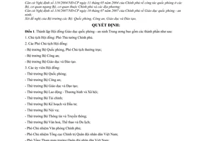 Quyết định 1404/QĐ-TTg thành lập Hội đồng giáo dục quốc phòng an ninh trung ương quân khu