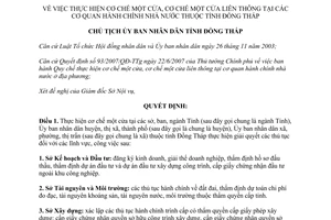 Quyết định số 1602/QĐ-UBND-HC 2007 cơ chế một cửa liên thông cơ quan hành chính nhà nước Đồng Tháp