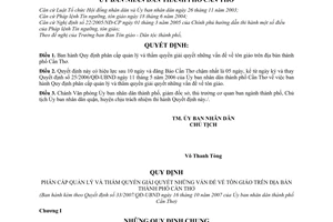 Quyết định 33/2007/QĐ-UBND phân cấp quản lý và thẩm quyền giải quyết