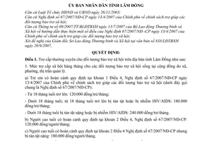 Quyết định 41/2007/QĐ-UBND quy định chế độ trợ cấp, trợ giúp đối tượng bảo trợ