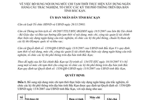 Quyết định 2017/QĐ-UBND năm 2007 bổ sung chi xây dựng ngân hàng câu trắc nghiệm tổ chức các kỳ thi Bắc Kạn