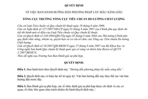 Quyết định 1518/QĐ-TĐC hướng dẫn phương pháp lấy mẫu xăng dầu