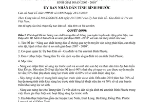 Quyết định 53/2007/QĐ-UBND nâng cao chất lượng dân số Bình Phước