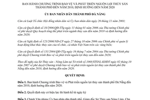 Quyết định 8329/QĐ-UBND năm 2007 Chương trình Bảo vệ Phát triển nguồn lợi