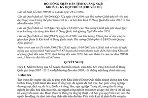 Nghị quyết 18/2007/NQ-HĐND phát triển khu kinh tế Dung Quất Quảng Ngãi