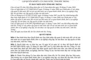 Quyết định 26/2007/QĐ-UBND phân cấp quản lý nhà nước