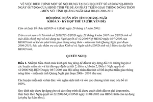 Nghị quyết 19/2007/NQ-HĐND điều chỉnh 42/2006/NQ-HĐND phát triển giao thông nông thôn Quảng Ngãi 2006 2010