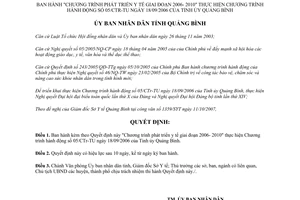 Quyết định 23/2007/QĐ-UBND Chương trình phát triển y tế 2006 2010 Quảng Bình