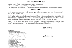 Quyết định 162/2007/QĐ-TTg quy chế hoạt động khu kinh tế cửa khẩu quốc tế cầu treo tỉnh Hà Tĩnh