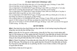 Quyết định 16/2007/QĐ-UBND Quy định Bảo vệ môi trường hoạt động nuôi trồng thủy sản tỉnh Bạc Liêu