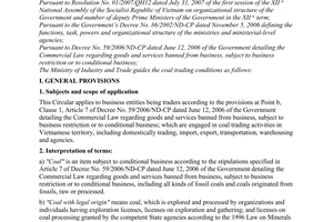 Circular No. 04/2007/TT-BCT of October 22, 2007 guiding the coal trading conditions