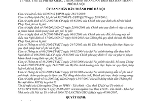 Quyết định 126/2007/QĐ-UBND lệ phí hộ khẩu, chứng minh nhân dân thành phố Hà Nội