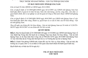Quyết định 3322/QĐ-UBND 2007 huỷ bỏ thành lập trung tâm sát hạch lái xe Quảng Nam
