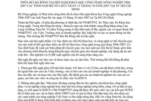 Thông báo 5523/TB-BNN-VP ý kiến kết luận Thứ trưởng Bộ Nông nghiệp Phát triển nông thôn Bùi Bá Bổng hội nghị khoa học công nghệ nông nghiệp 2006-2007