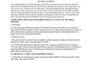 Thông tri 02/TTr-TLĐ  hướng dẫn kiểm tra chấm điểm thi đua và khen thưởng chuyên đề bảo hộ lao động