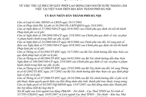Quyết định 124/2007/QĐ-UBND thu lệ phí cấp giấy phép lao động người nước ngoài làm việc tại Việt Nam địa bàn thành phố Hà Nội