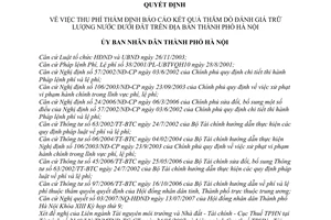 Quyết định 107/2007/QĐ-UB thu phí thẩm định báo cáo kết quả thăm dò đánh giá trữ lượng nước địa bàn thành phố Hà Nội