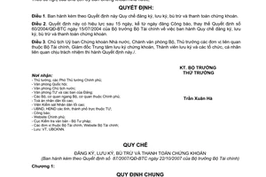 Quyết định 87/2007/QĐ-BTC Quy chế đăng ký lưu ký, bù trừ thanh toán chứng khoán