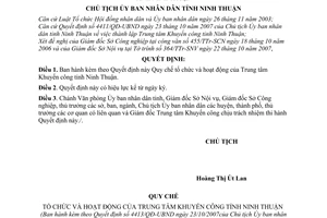 Quyết định 4413/QĐ-UBND Quy chế tổ chức hoạt động trung tâm khuyến công tỉnh Ninh Thuận
