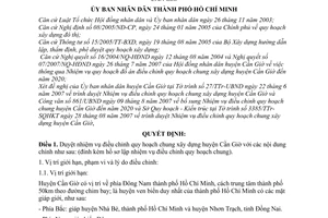 Quyết định 4821/QĐ-UBND duyệt nhiệm vụ điều chỉnh quy hoạch chung xây dựng huyện Cần Giờ