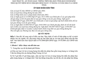 Quyết định 95/2007/QĐ-UBND sửa đổi Quy định biện pháp cụ thể trách nhiệm đảm bảo trật tự, an toàn giao thông trên địa bàn tỉnh 83/2006/QĐ-UBND