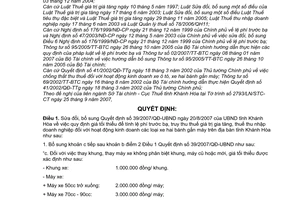 Quyết định 68/2007/QĐ-UBND sửa đổi Quyết định 39/2007/QĐ-UBND