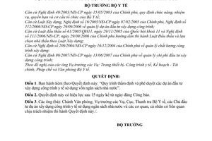 Quyết định 36/2007/QĐ-BYT Quy trình thẩm định phê duyệt các dự án đầu tư xây dựng công trình y tế sử dụng nguồn vốn ngân sách nhà nước