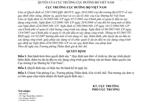 Quyết định 2188/QĐ-CĐBVN Quy định tạm thời trình tự, thủ tục trình duyệt thẩm định, thẩm tra dự án đầu tư xây dựng công trình giao thông vận tải