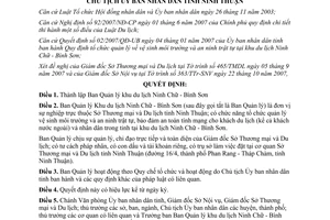 Quyết định 4445/QĐ-UBND năm 2007 thành lập Ban Quản lý khu du lịch Ninh Chữ