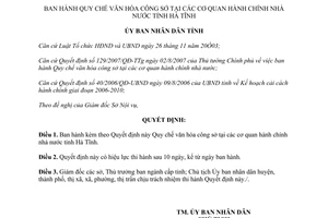 Quyết định 45/2007/QĐ-UBND Quy chế văn hóa công sở tại cơ quan hành chính nhà nước Hà Tĩnh