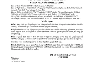 Quyết định 87/2007/QĐ-UBND quy định giá tối thiểu tài nguyên tính thuế tài nguyên tỉnh Bắc Giang