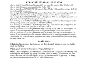 Quyết định 60/2007/QĐ-UBND quản lý tài nguyên nước