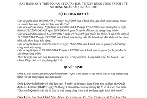 Quyết định 37/2007/QĐ-BYT Quy trình quản lý dự án đầu tư xây dựng công trình y tế sử dụng ngân sách nhà nước