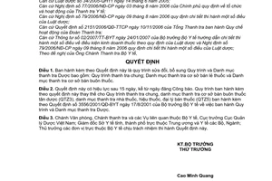 Quyết định 38/2007/QĐ-BYT sửa đổi bổ sung Quy trình Danh mục thanh tra Dược