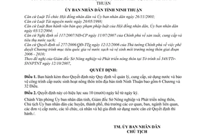 Quyết định 271/2007/QĐ-UBND quy định quản lý, cung cấp, sử dụng nước bảo vệ công trình cấp nước sinh hoạt nông thôn tỉnh Ninh Thuận